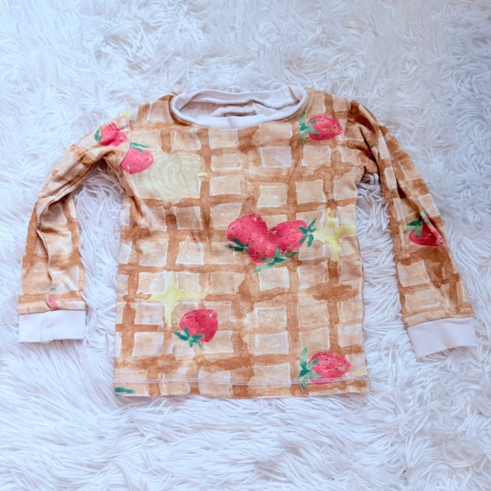 Burt's Bees Baby 18M Organic Cotton Pajamas Set Waffle Strawberry Baking 2-Pack - Picture 3 of 12